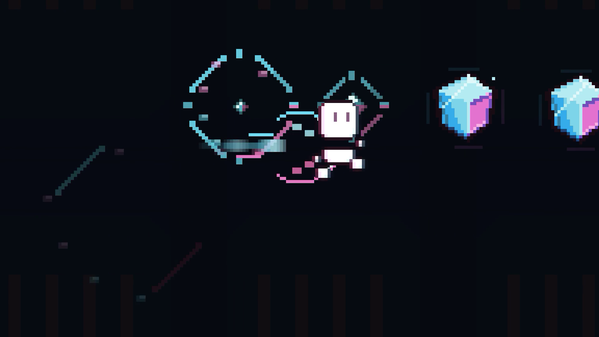 A native cyan and magenta burst surrounds the runner during a chain of airborne dash refills.