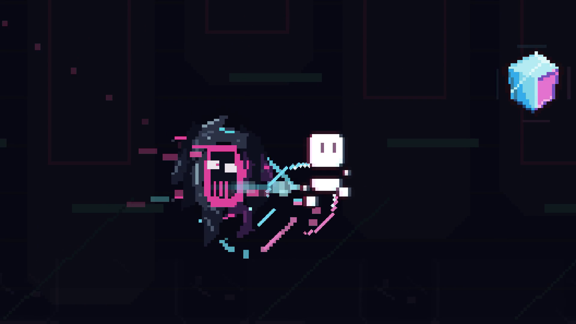 The runner dashes away from a glitch shadow toward the next refill.